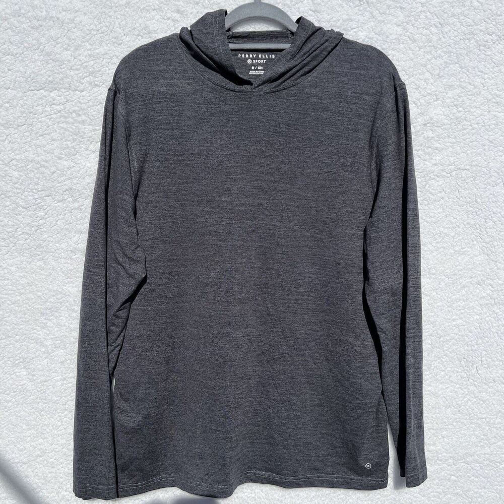 Perry Ellis PE Sport Soft Lightweight Long Sleeve Hoodie Pullover Gray Men's S